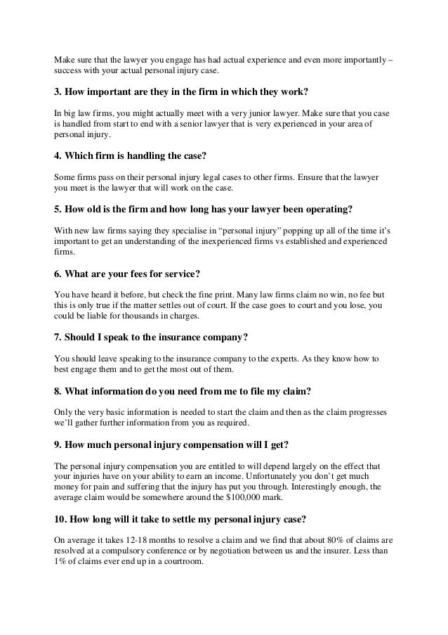 How To Form Questions Like A Lawyer 10 questions to ask a personal injury lawyer before hiring in queensl…