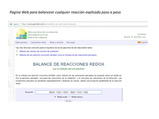Pagina Web para balancear cualquier reacción explicada paso a paso
 
