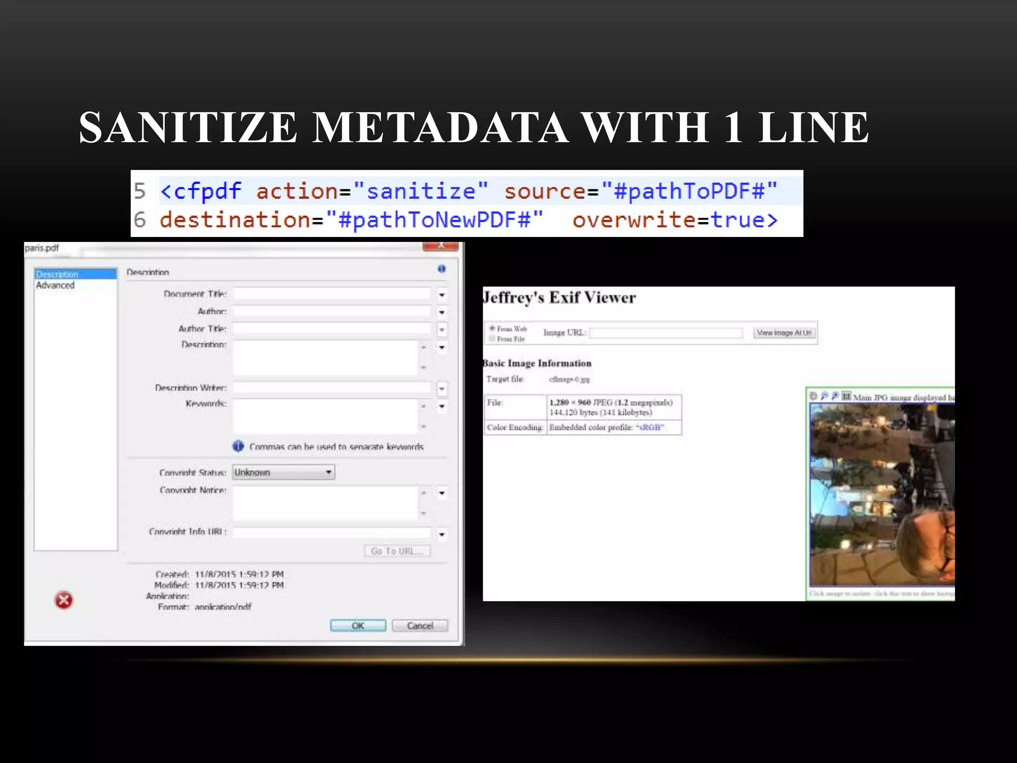 SANITIZE METADATA WITH 1 LINE
 