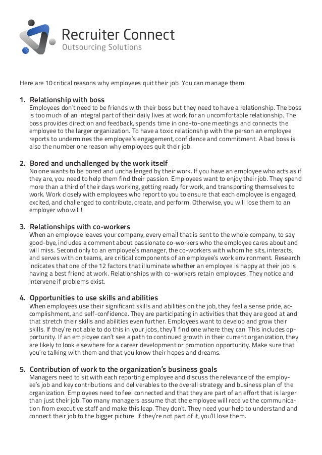 Top 10 Reasons To Resign From Your Job