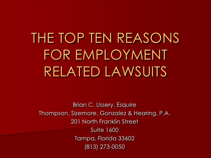 Top Ten Reasons Employees Sue Their Employer