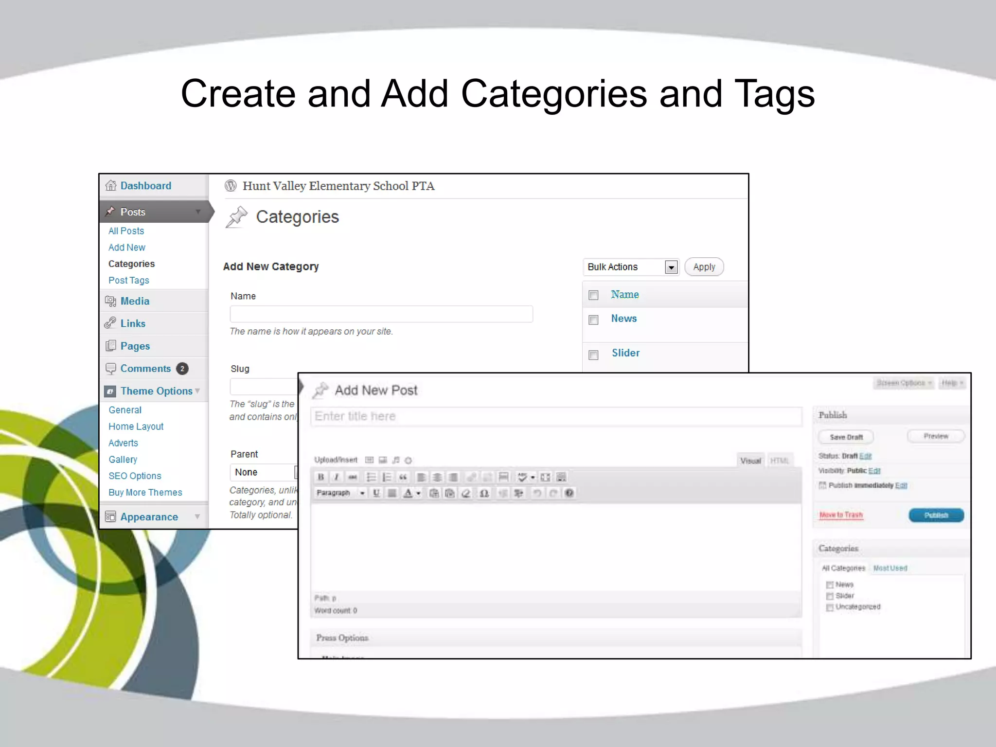 Create and Add Categories and Tags
 