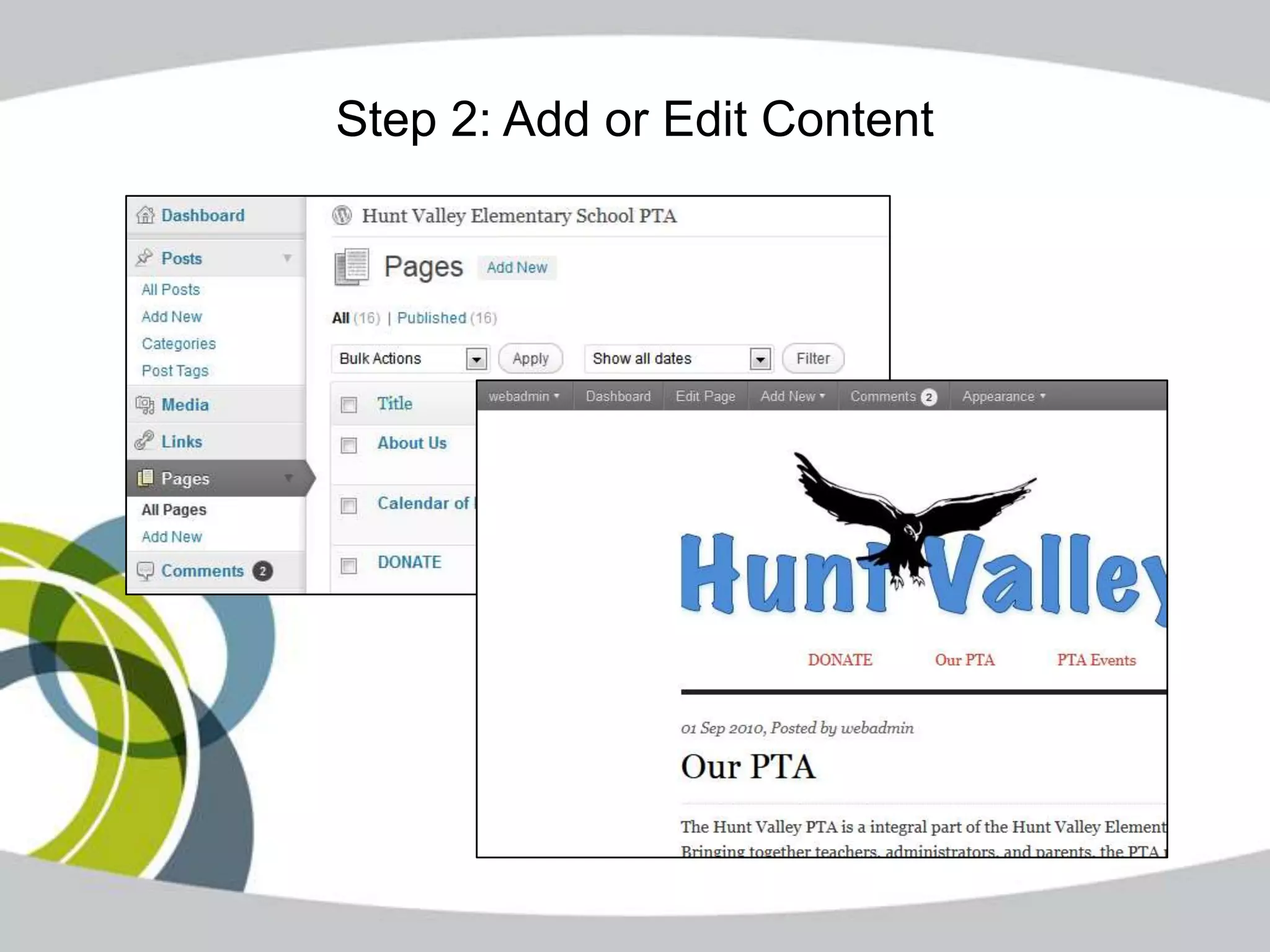Step 2: Add or Edit Content
 