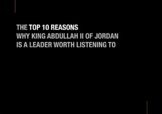 10 Reasons Why King Abdullah II is Worth Listening to