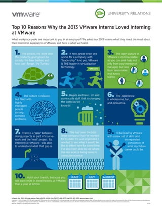 10 Reasons Why the 2013 VMware Interns Loved Interning at VMware