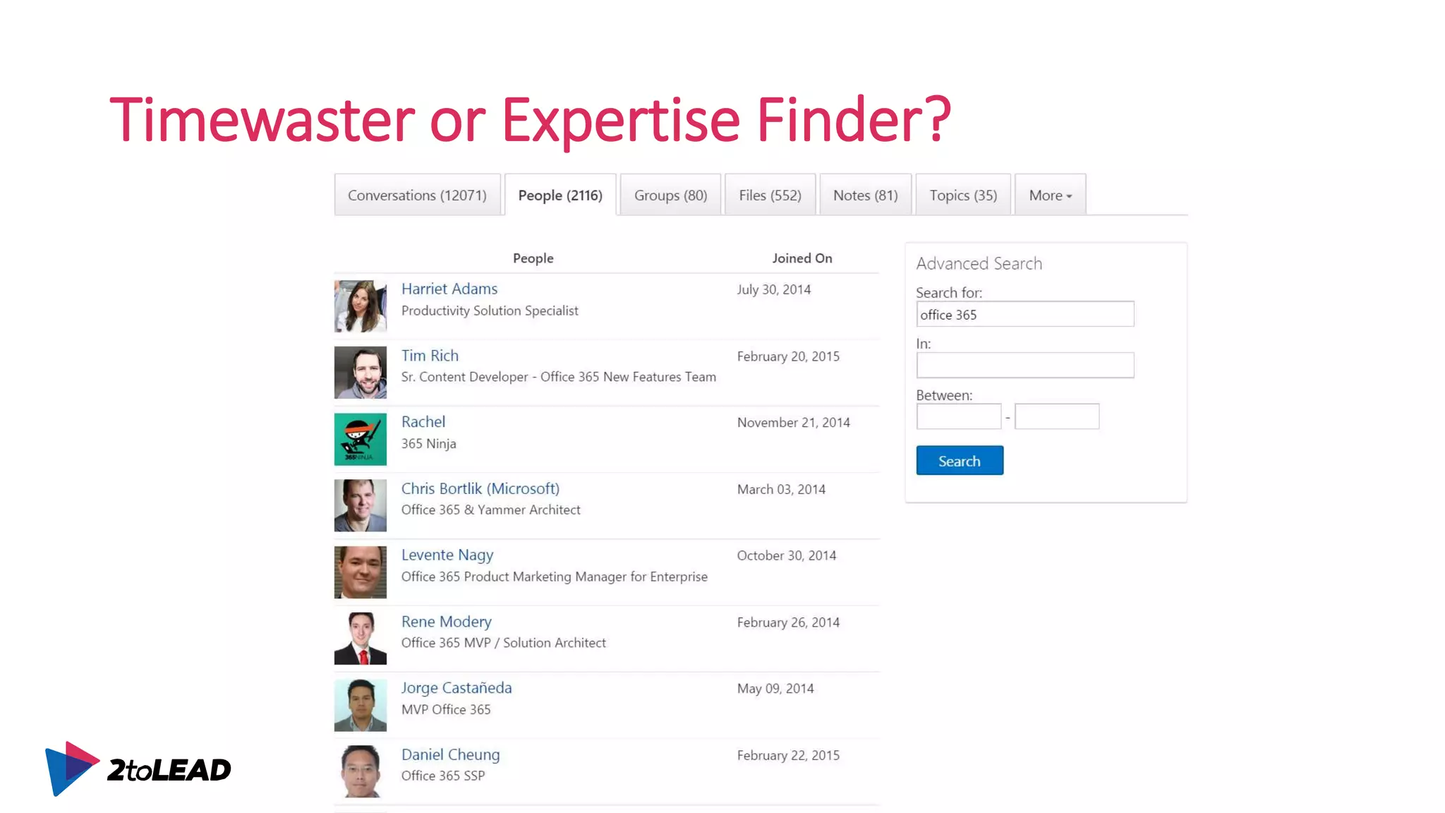 Timewaster or Expertise Finder?
 