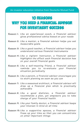 Financial Advisor Procedures.pdf 10 reasons why you need a financial advisor for investment success | PDF