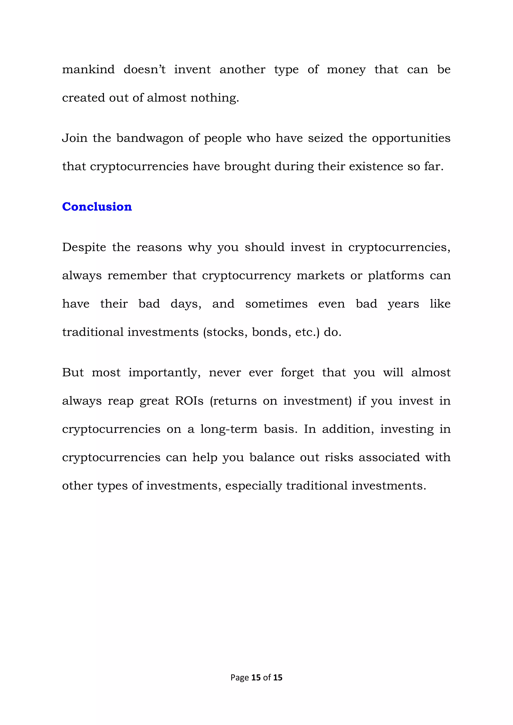 10 Reasons Why You Should Invest in Cryptocurrencies Especially on a  Long-term Basis | PDF