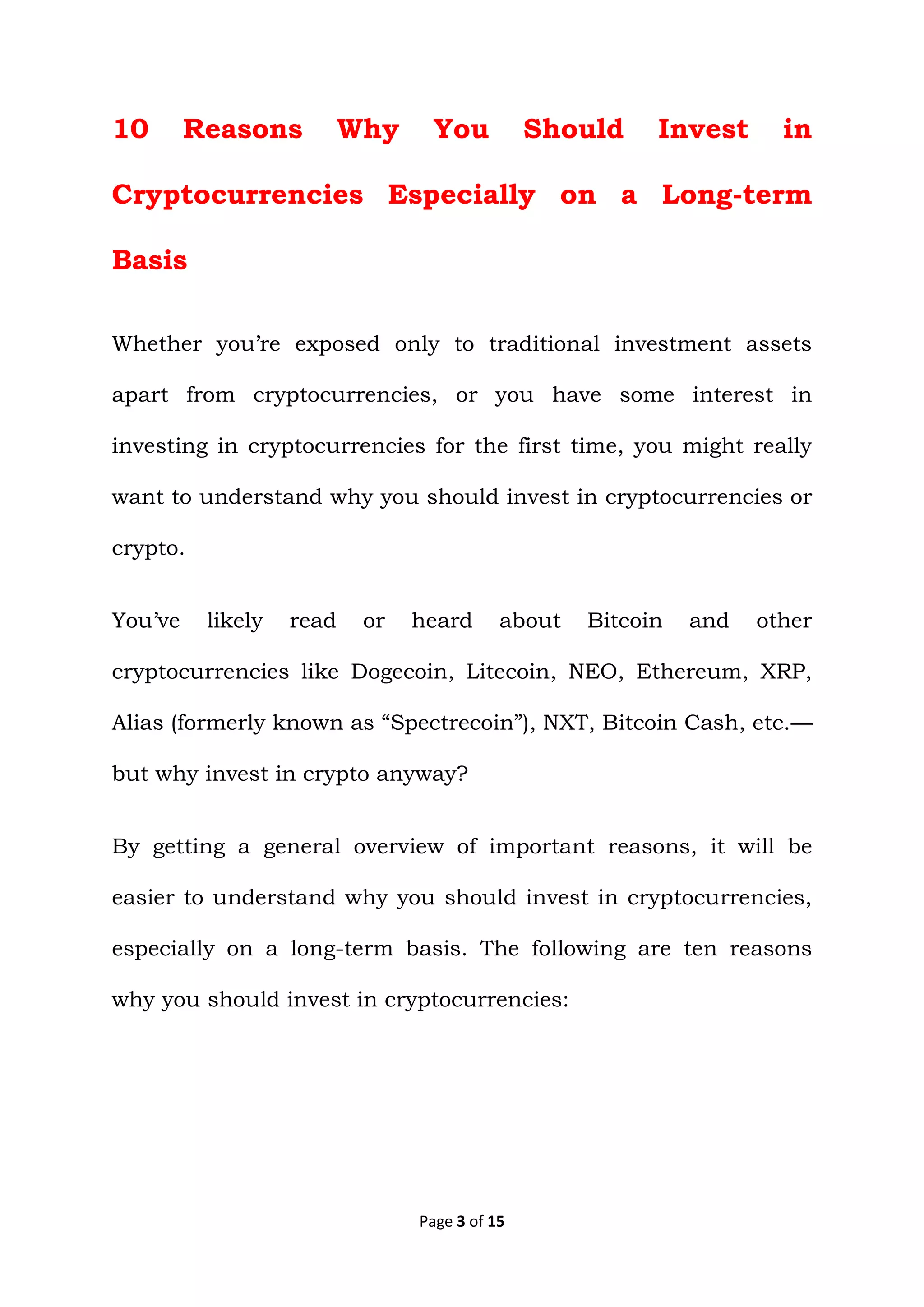 10 Reasons Why You Should Invest in Cryptocurrencies Especially on a  Long-term Basis | PDF