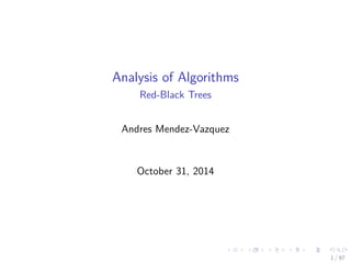 Analysis of Algorithms
Red-Black Trees
Andres Mendez-Vazquez
February 29, 2016
1 / 149
 