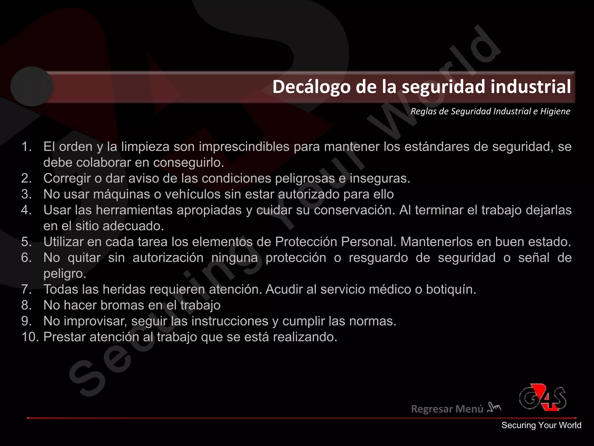 10 reglas de seguridad industrial e higiene | PPSX