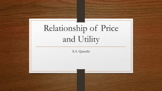 Relationship of Price
and Utility
S.A. Qureshi
 