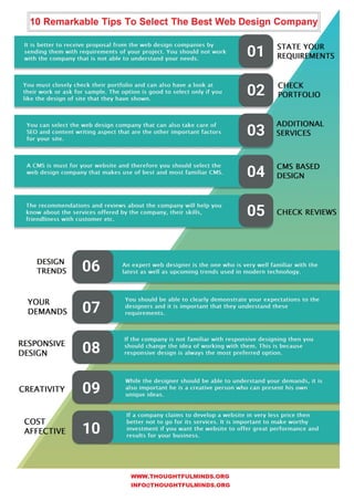 10 remarkable tips to select the best web design company infographic   thoughtful minds