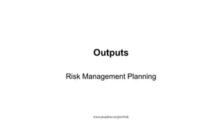 Outputs
Risk Management Planning
www.projektor.ee/pm/#risk
 