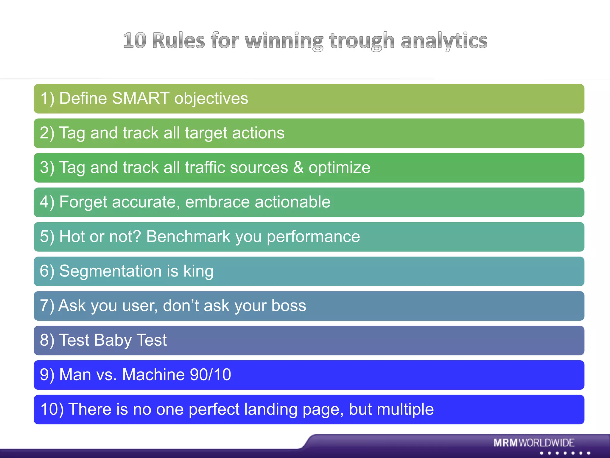 10 Rules For Winning Trough Analytics
