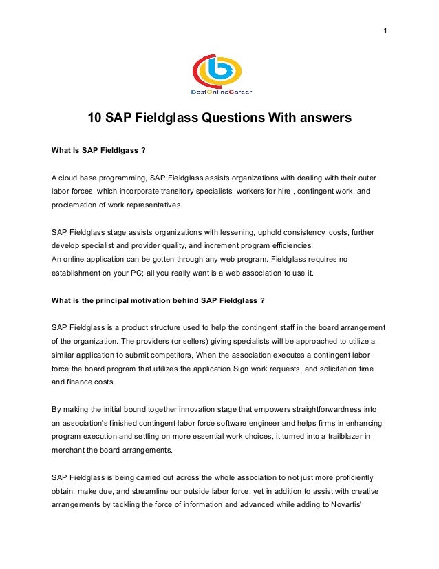10 SAP Fieldglass Questions With answers
