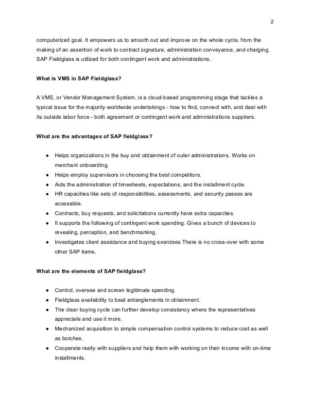 10 SAP Fieldglass Questions With answers