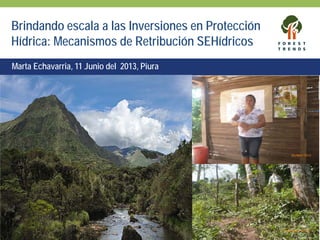 Brindando escala a las Inversiones en Protección
Hídrica: Mecanismos de Retribución SEHídricos
Marta Echavarria, 11 Junio del 2013, Piura
 