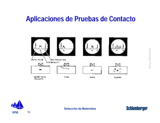 IPM 
Schlumberger Private 
Aplicaciones de Pruebas de Contacto 
79 
Selección de Materiales 
 