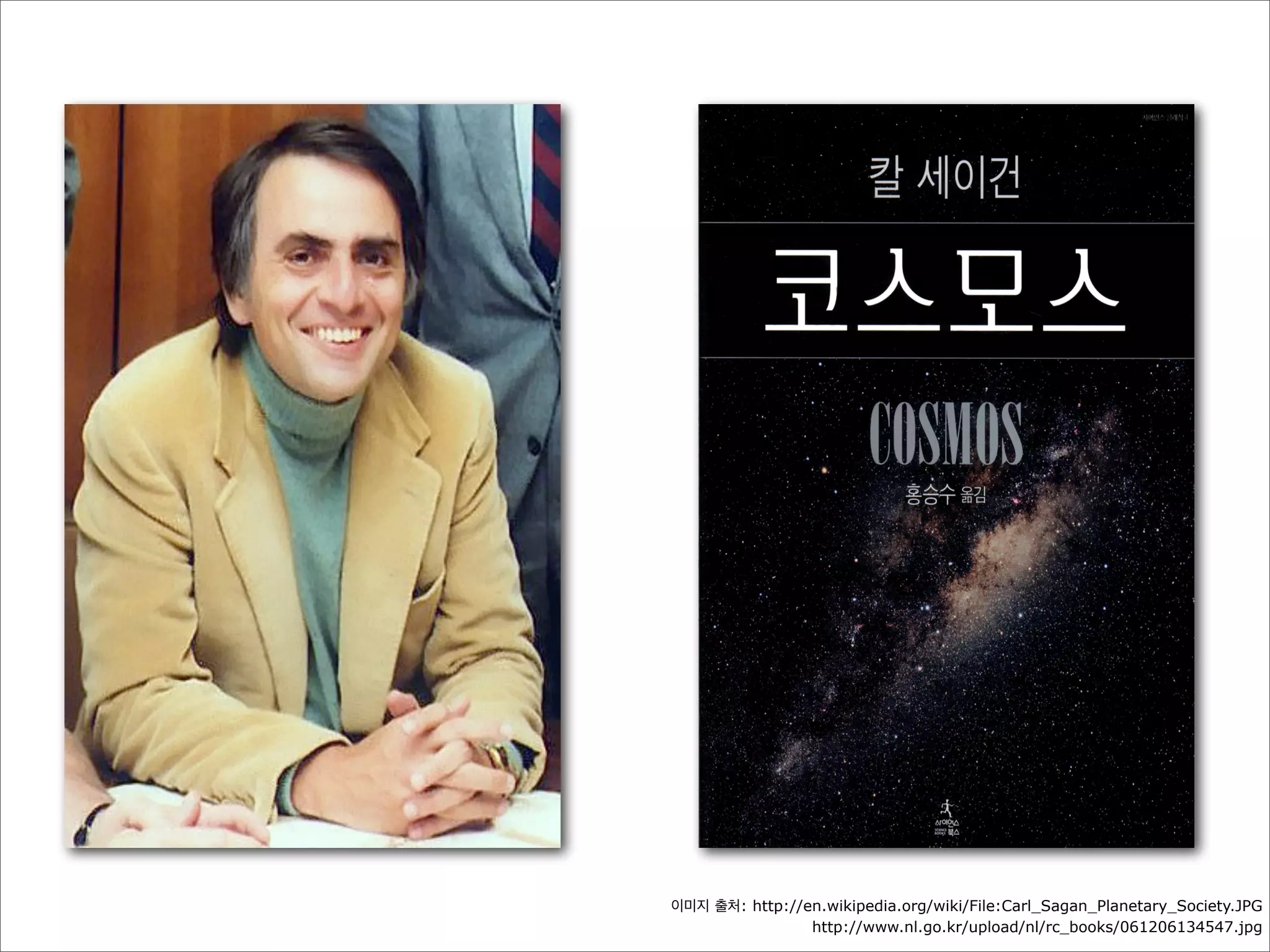 이미지 출처: http://en.wikipedia.org/wiki/File:Carl_Sagan_Planetary_Society.JPG
http://www.nl.go.kr/upload/nl/rc_books/061206134547.jpg

 
