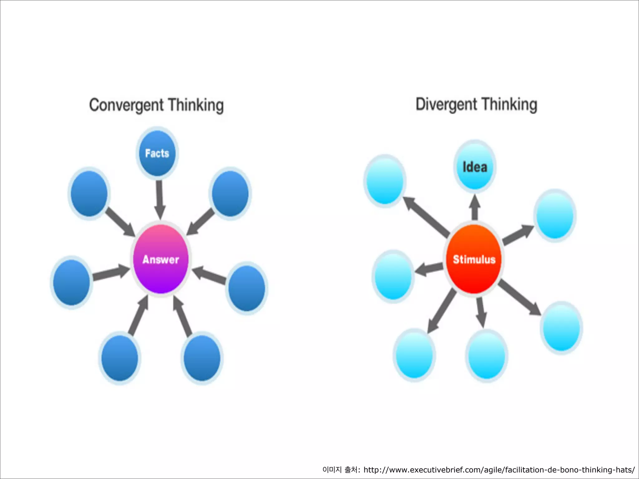 이미지 출처: http://www.executivebrief.com/agile/facilitation-de-bono-thinking-hats/

 