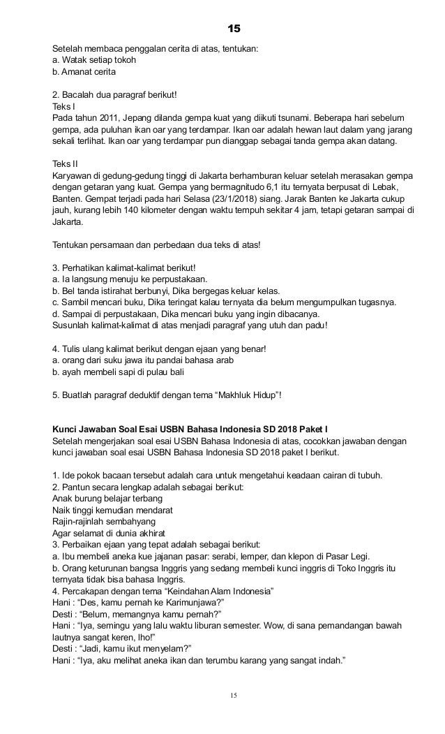 10 soal menentukan pernyataan sesuai isi paragraf ujian