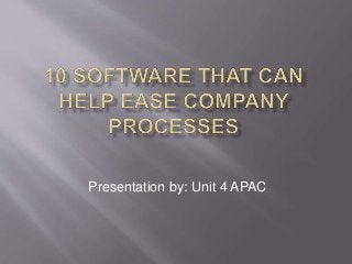 Presentation by: Unit 4 APAC
 