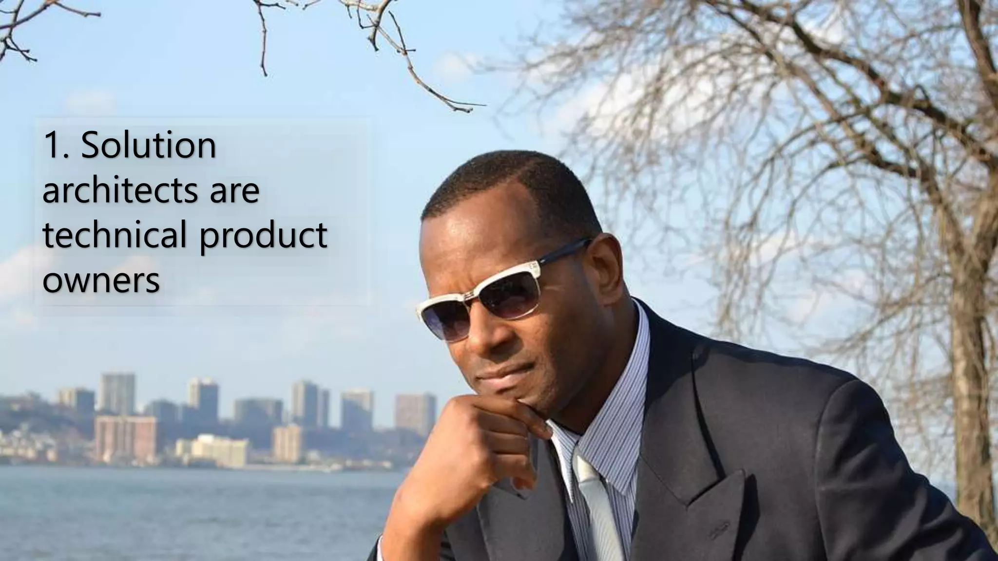 1. Solution
architects are
technical product
owners
 