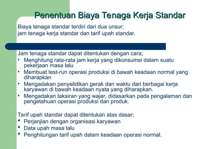 Kalkulasi Biaya Standar Standard Costing Ppt