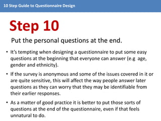 10 step guide to questionnaire design