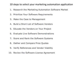10 steps to select your marketing automation application
 