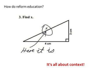 How do reform education?




                           It’s all about context!
 