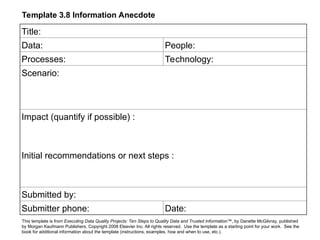 Comprehensive Templates and Tools for Data Quality and Process ...