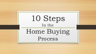 10 Steps
In the
Home Buying
Process
 