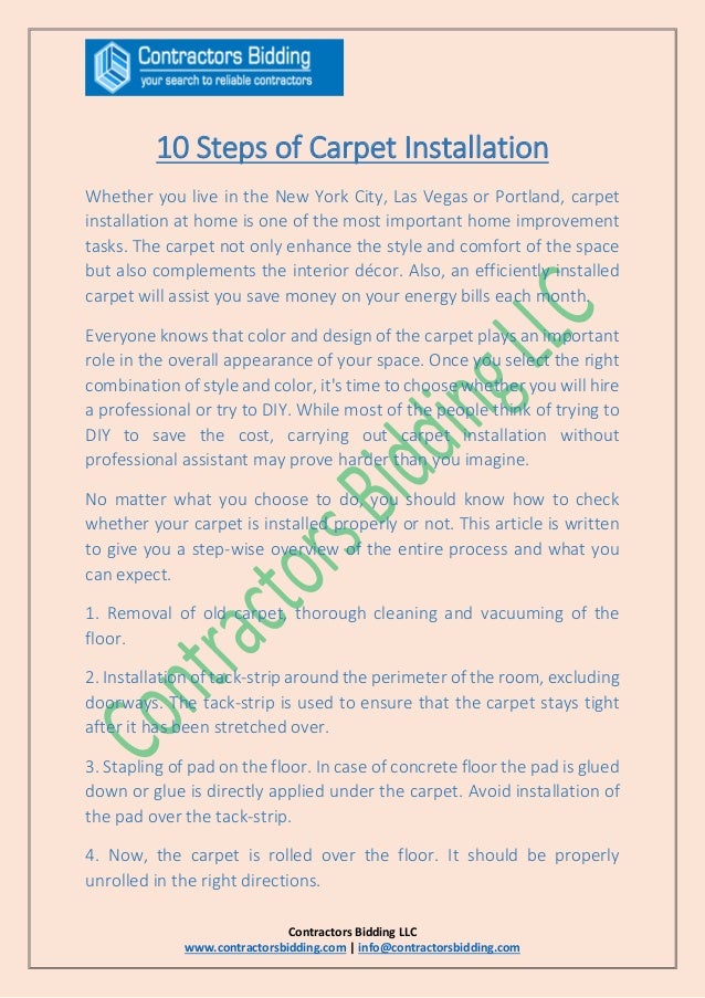 10 Steps Of Carpet Installation