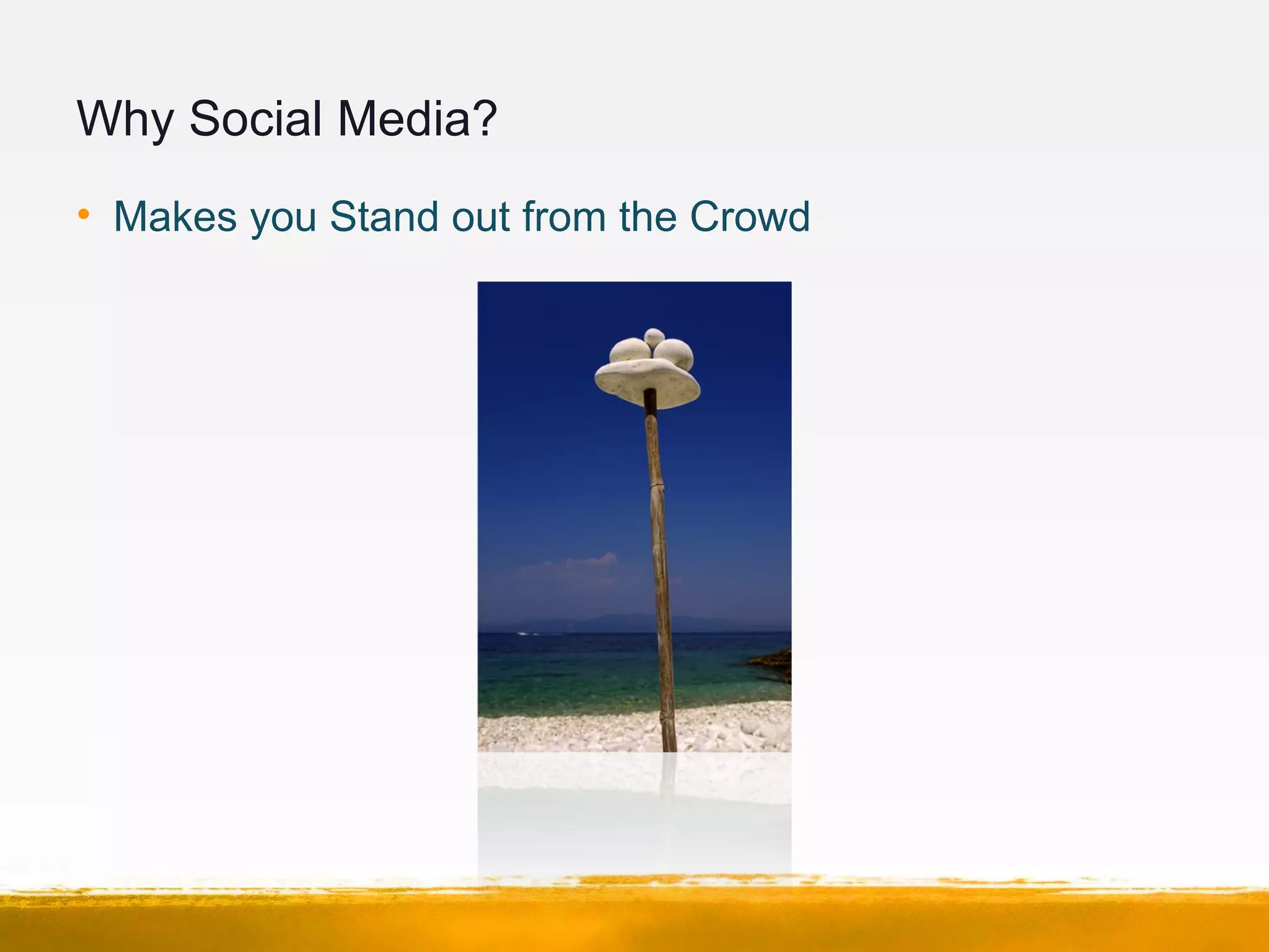 Why Social Media?
• Makes you Stand out from the Crowd
 