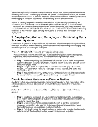 A software engineering laboratory designed an open-source peer-review platform intended for
university classrooms. To thoroughly evaluate the system's stability before launch, the student
development team needed to simulate a realistic classroom environment containing forty unique
users logging in, uploading documents, and submitting reviews simultaneously.
Instead of creating temporary, unverified accounts that modern security systems flag as
anomalous, the team utilized a structured batch of pre-verified accounts to conduct the test.
This allowed the simulation to run under realistic network conditions, accurately mimicking how
aged, trusted accounts interact with data structures. The test successfully revealed load-bearing
limitations in the software's code, allowing the students to optimize their application prior to
deployment.
7. Step-by-Step Guide to Managing and Maintaining Multi-
Account Systems
Coordinating a system of multiple accounts requires clear processes to prevent organizational
confusion and ensure technical stability. Below is the standard methodology for setting up and
maintaining a multi-account digital workspace.
Phase 1: Structural Setup and Environment Isolation
To manage multiple accounts efficiently, you must keep their digital environments separate.
This prevents platforms from linking your accounts or confusing their login states.
● Step 1: Download a privacy-focused browser or utilize the built-in profile management
system in browsers like Brave or Chrome. Create a distinct user profile for each specific
account or project node.
● Step 2: Assign a clear, descriptive label to each browser profile (e.g., "Research -
Region A," "Public Forum Testing"). This keeps cookies, histories, and cache data
completely isolated.
● Step 3: Document the recovery configurations, verification numbers, and creation dates
for each profile in a secure, offline password manager or encrypted ledger.
Phase 2: Operational Maintenance and Warm-Up Routines
Aged and verified accounts require periodic maintenance to preserve their trust metrics within
network directories. Unused accounts can eventually be flagged as inactive by automated
systems.
[Isolate Browser Profiles] ──> [Document Recovery Metrics] ──> [Execute Low-Volume
Activity]
● Step 1: Establish a consistent, low-volume communication routine for each account.
Send weekly technical updates or subscribe to authoritative educational newsletters to
maintain a natural data flow.
● Step 2: Avoid sudden, sharp increases in activity, such as sending hundreds of
messages immediately after a period of dormancy. Gradual scaling mimics natural
human behavior and keeps account health metrics high.
● Step 3: Periodically review the security settings of each profile, ensuring that two-factor
options are fully functional and backup recovery channels are up to date.
 