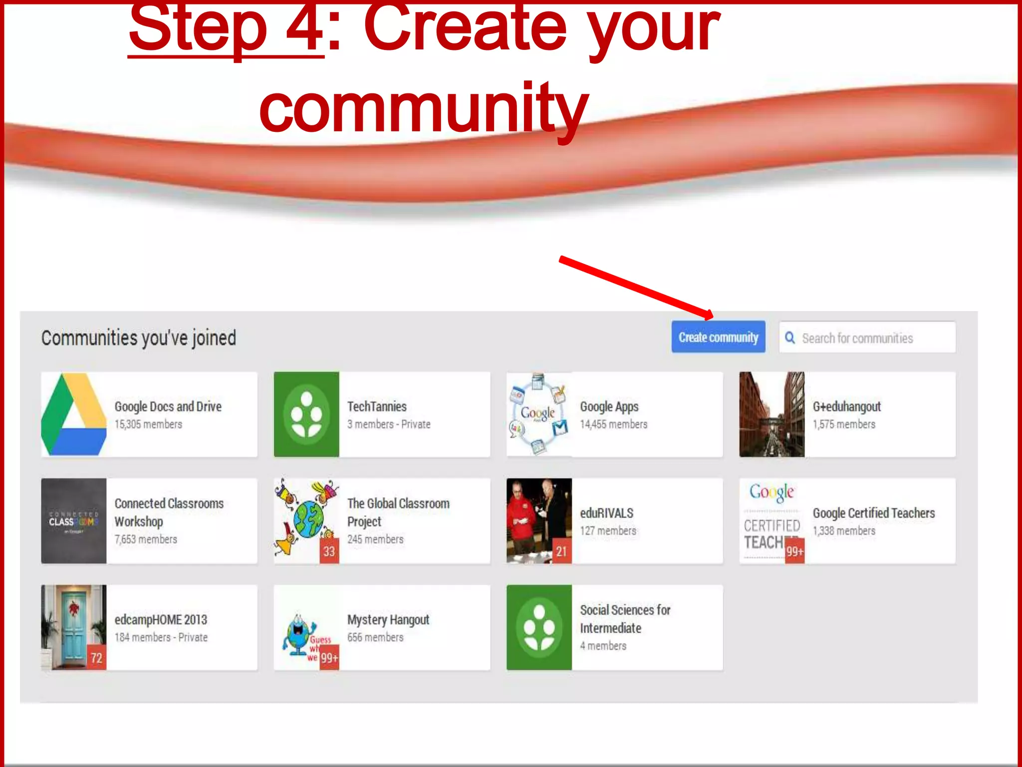 Step 4: Create your
community
 