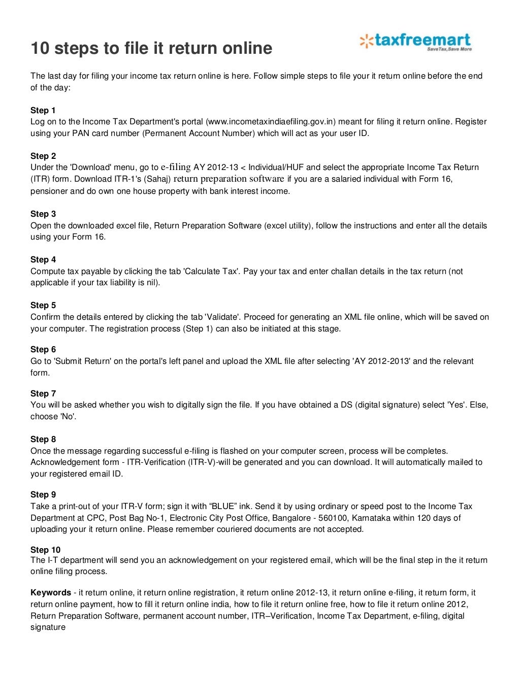 10 steps to file your tax return online