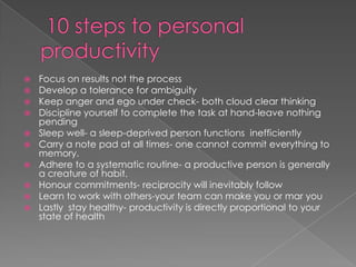10 steps to personal productivity