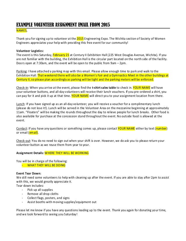 10 Steps To Successfully Coordinating Volunteers Notes And Exles Thank You For Signing Up Email Template