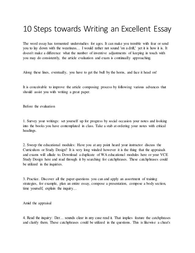 10 steps towards writing an excellent essay 10 steps to writing an essay