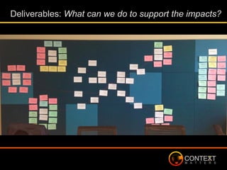 Deliverables: What can we do to support the impacts?
 