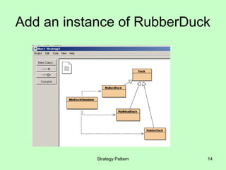 Add an instance of RubberDuck




            Strategy Pattern   14
 