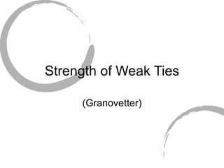 Strength of Weak Ties (Granovetter) 
