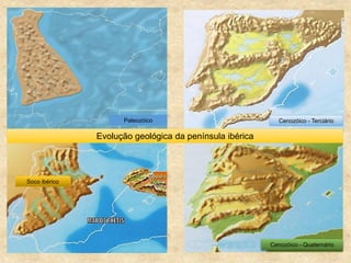 Soco ibérico
Paleozóico Cenozóico - Terciário
Cenozóico - Quaternário
Evolução geológica da península ibérica
 