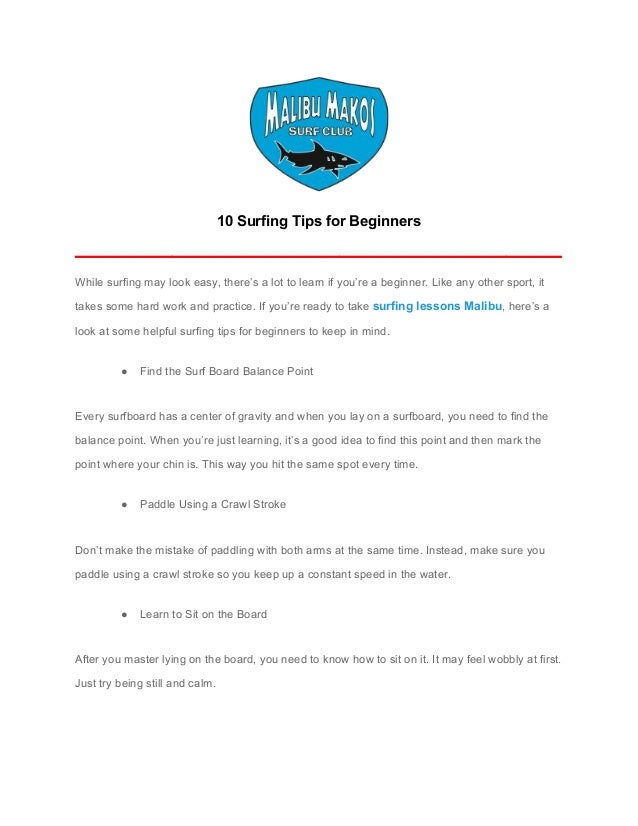 10 Surfing Tips for Beginners