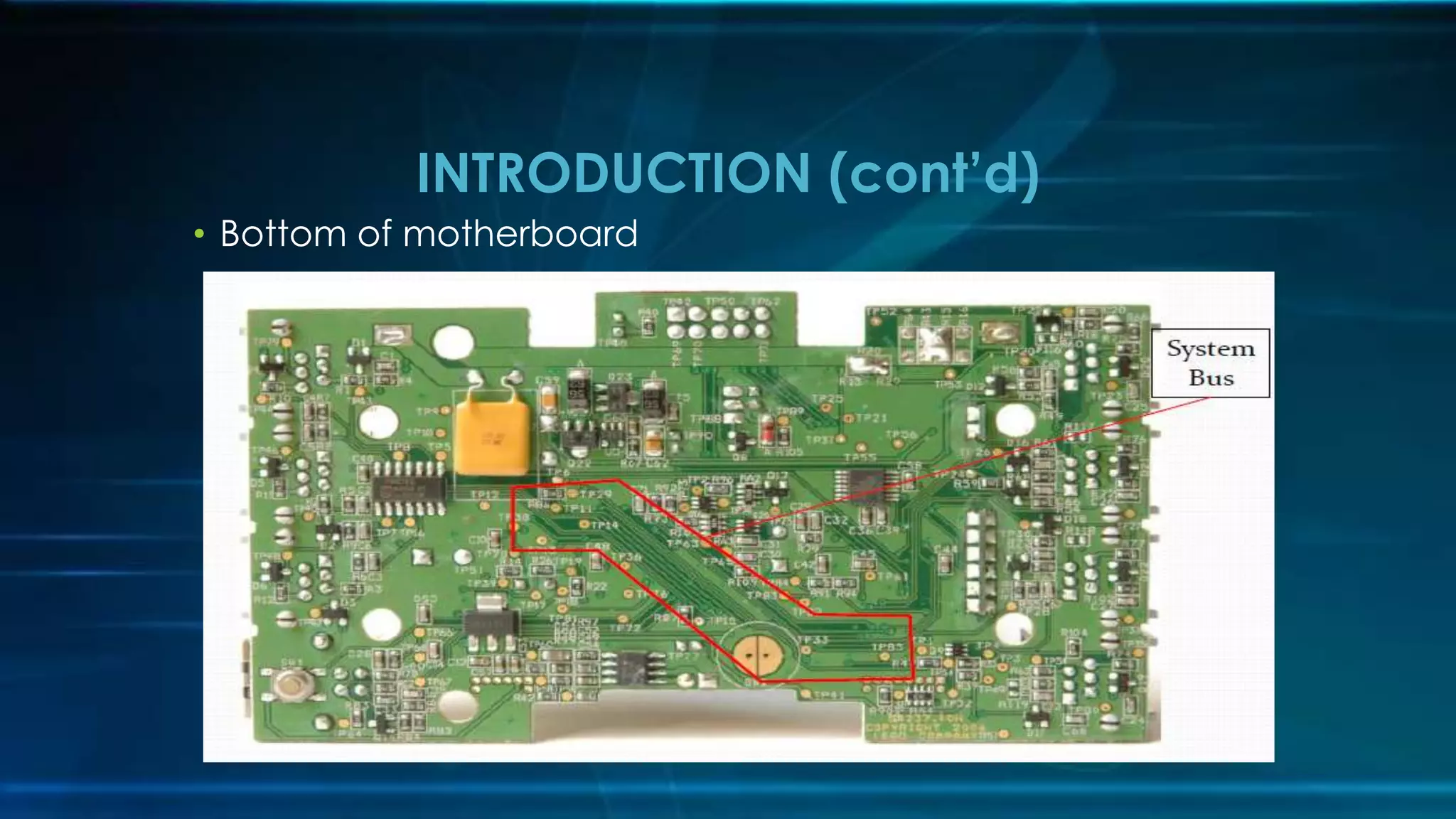 • Bottom of motherboard
INTRODUCTION (cont’d)
 