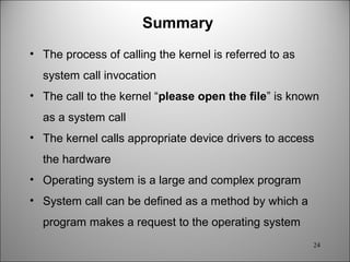 system calls, single user, multiuser os structure | PPT