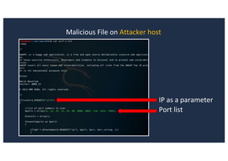 Malicious File on Attacker host
IP as a parameter
Port list
 